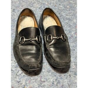 Peter Millar Mens 7M Black Leather Horsebit Loafer Used Driving Moccasin Shoes